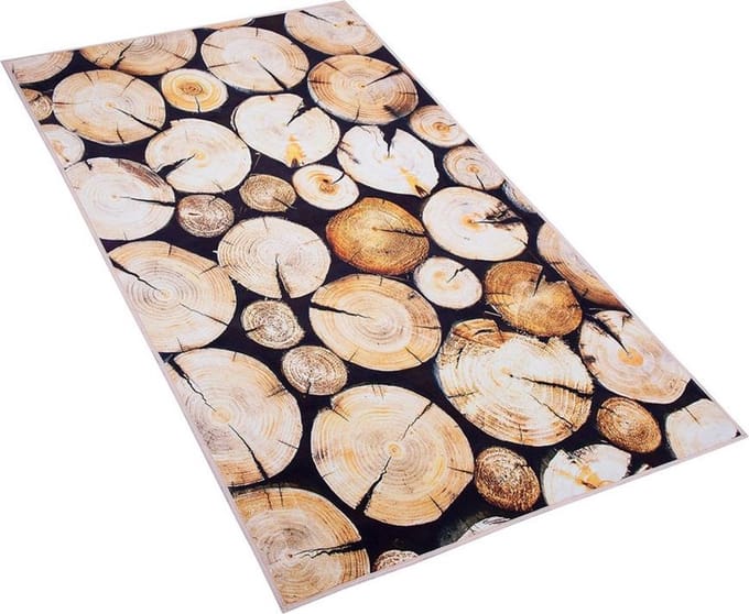 KARDERE - Laagpolig vloerkleed - Lichtbruin - 80 x 150 cm - Polyester