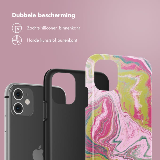 Selencia Hoesje - Geschikt voor Apple iPhone 11 - Backcover - Marble Pink