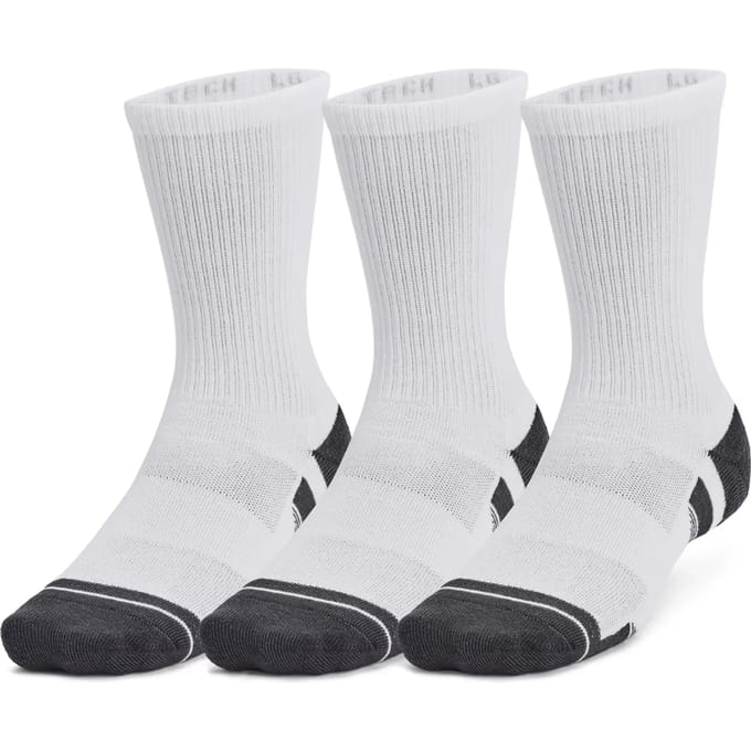 Under Armour UA Performance Tech 3pk Crew-WHT Unisex Sportsokken - Wit - Jet Grijs