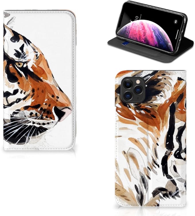Bookcase Apple iPhone 11 Pro Max Watercolor Tiger
