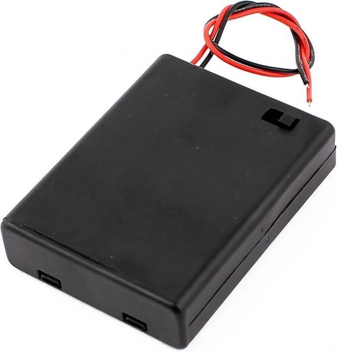 Batterijhouder 3xAA - 4,5 Volt Output - Zwart