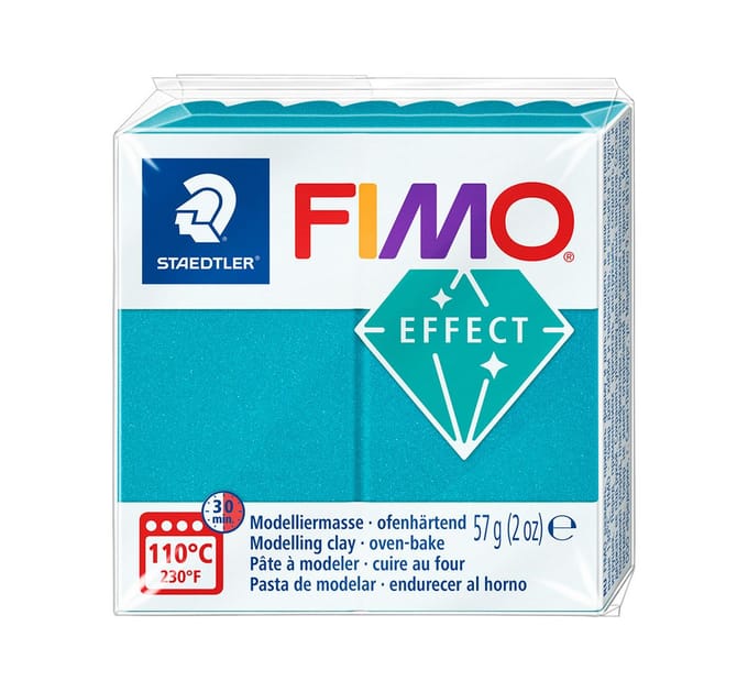 FIMO effect ovenhardende boetseerklei standaard blokje 57 g - metallic turkoois