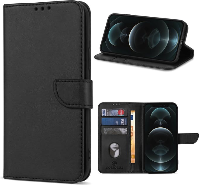 Solidenz hoesje - Geschikt voor iPhone 14 - Bookcase - Zwart