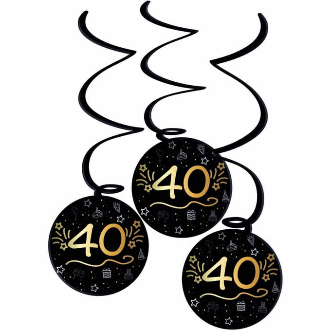 Folat - Shining glam swirls 40 jaar - 3 stuks