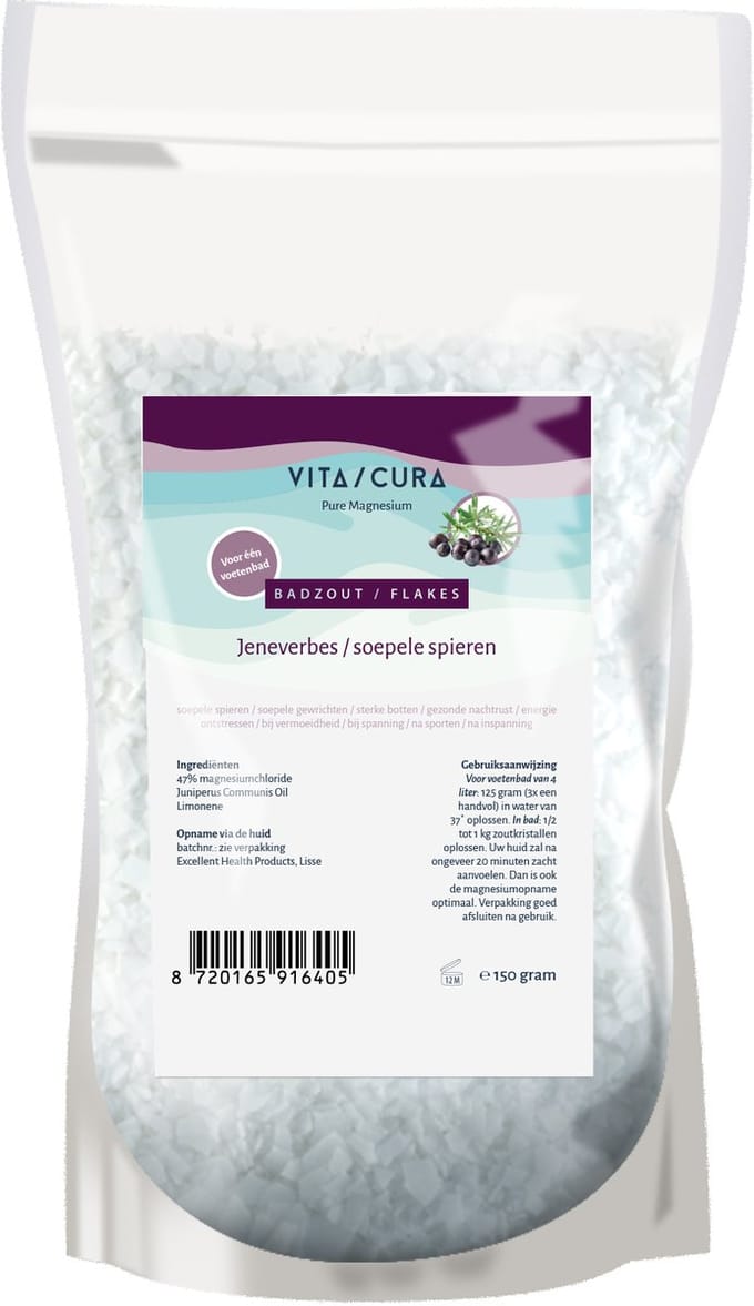 Vitacura Magnesium zout flakes jeneverbes 150 Gram