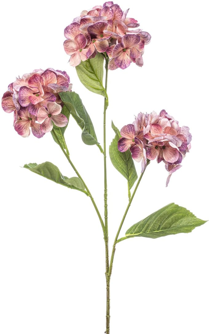 Emerald - Kunstbloem Hortensia peach/paars 75cm - Kunstplant voor binnen