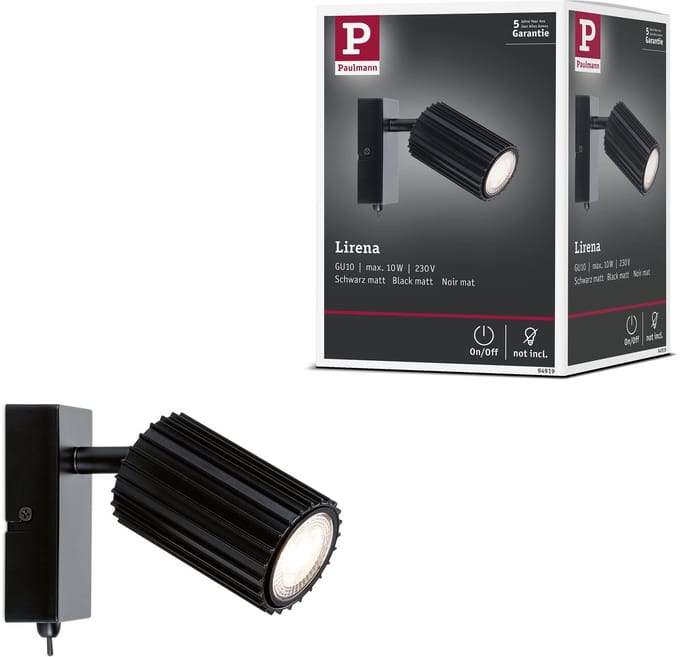 Spotlight Lirena GU10 max. 10W Zwart mat Metaal