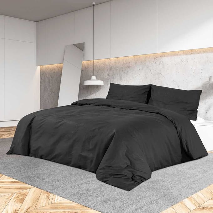 vidaXL - Dekbedovertrekset - lichtgewicht - 155x220 - cm - microvezel - zwart