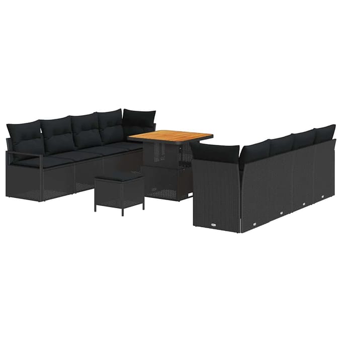 vidaXL Tuin Sofa Set 11 st 10-zits Zwart