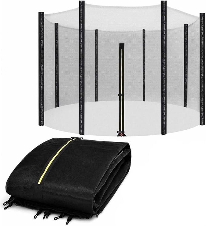 Trampoline Veiligheidsnet - Trampoline Omheining - Veilig Springen - UV-bestendig PE Gaas - 366 cm - Grijs