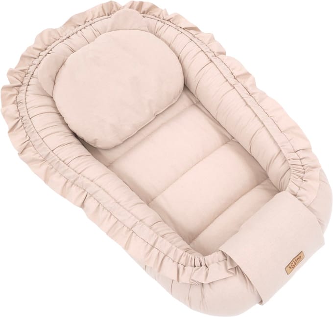 Babynestje - FRILL - Babynest SET met kussen - Beige