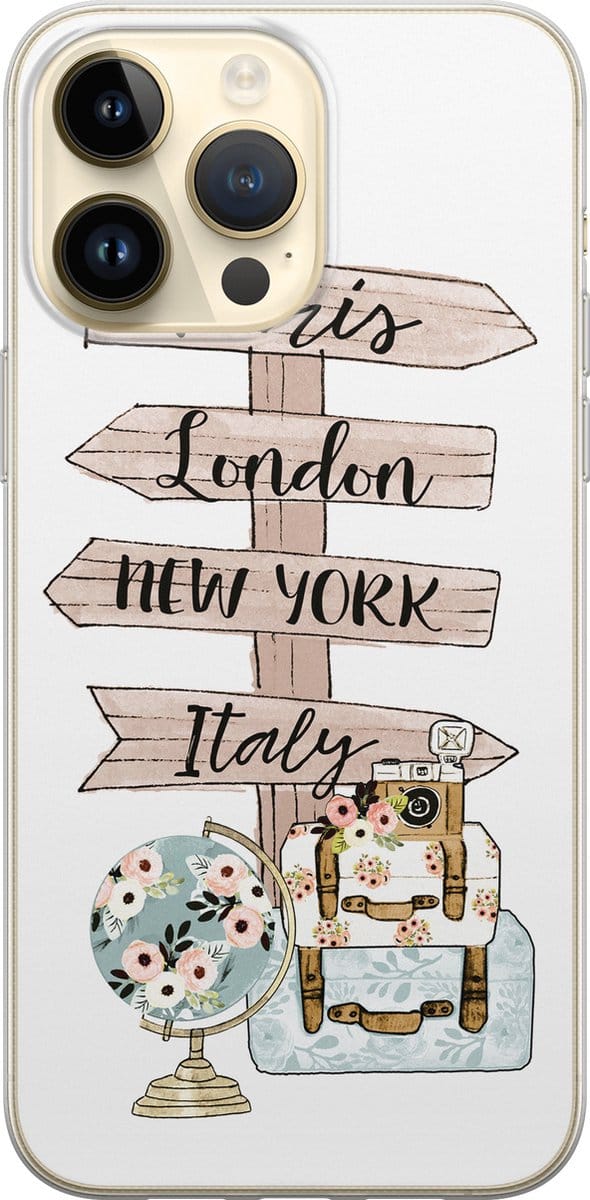 Leuke Telefoonhoesjes - Hoesje geschikt voor iPhone 14 Pro Max - Where to go next - Soft case - TPU - Tekst - Multi, Wit