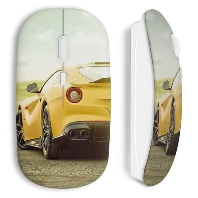 Souris Sans Fil - MANIACASE - Voiture De Luxe - Jaune - Compatible Mac et PC - USB wifi