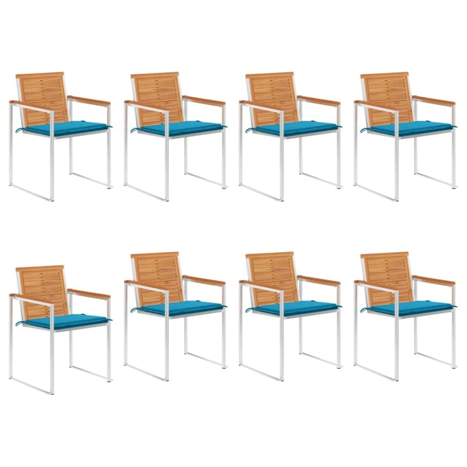 vidaXL - Tuinstoelen - 8 - st - met - kussens - massief - acaciahout