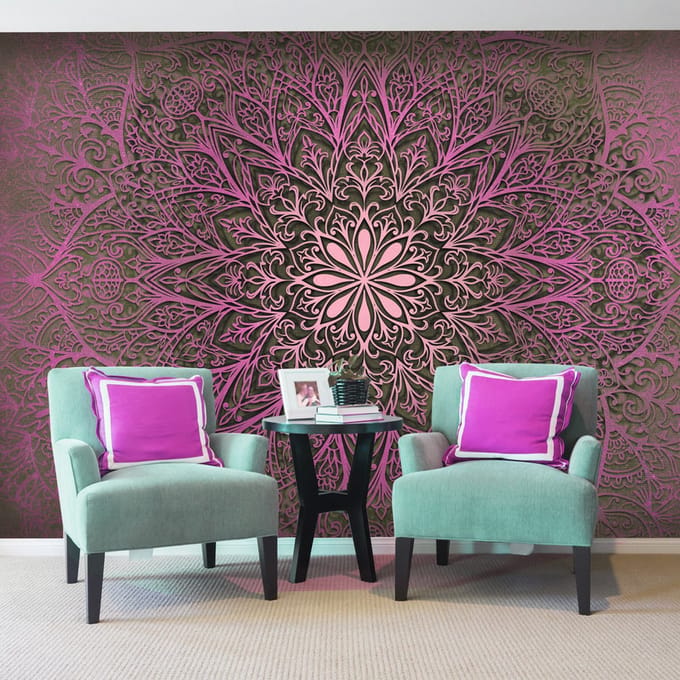294cm X 210cm - Zelfklevend fotobehang - Liefdes mandala, 8 maten, premium print