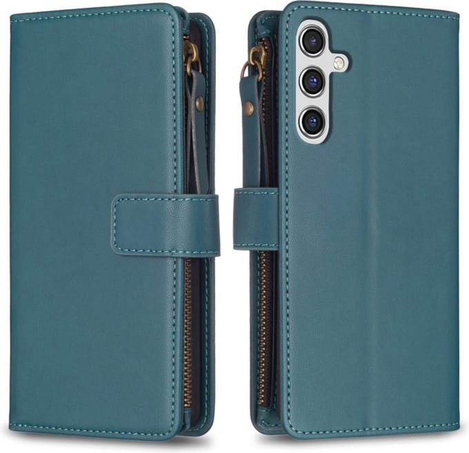 9 Pas - Portemonnee Etui Hoes geschikt voor Samsung Galaxy A14 - Groen