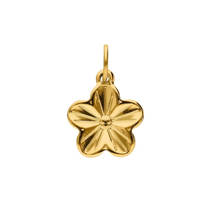 Lucardi - Dames Stalen goldplated bedel bloem - Hanger - Staal - Goudkleurig