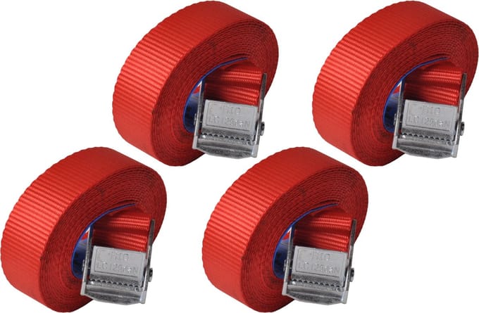 Sjorband rood 300x2,5 cm (250 kg) - set van 4 stuks