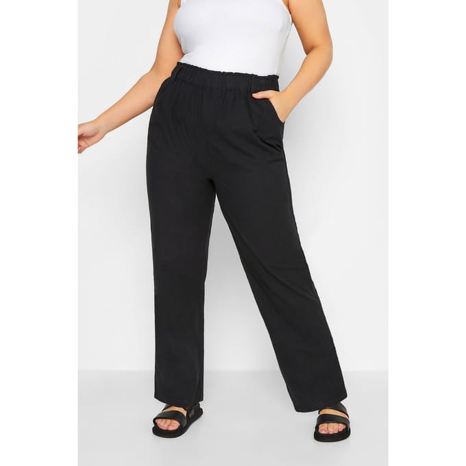 Yours Katoenen Broek Met Wijde Pijpen In Zwart Size 54-56