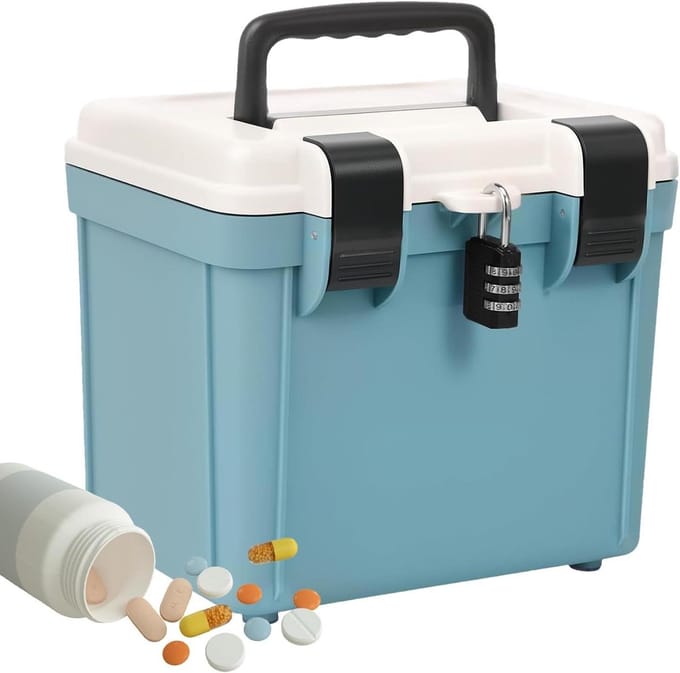 Afsluitbare Opbergbox - Kluis Organizer - Veilige Opslag - Combinatieslot Beveiliging - 21.5 x 19 x 18 cm - Blauw