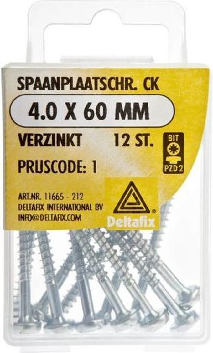 Spaanplaatschroeven Clinderkop Pozidriv Verzinkt 4.0x60mm
