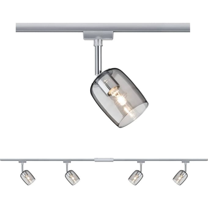 Paulmann URail Blossom basisset chroom, glas rook