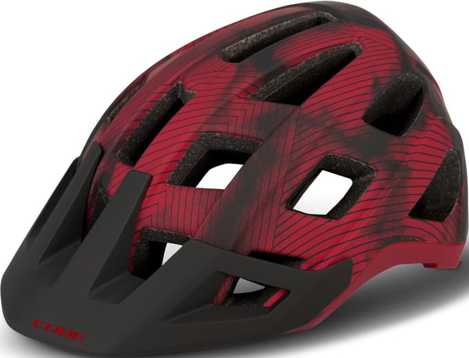 CUBE Fietshelm Badger - Endurahelm - 21 Ventilatiegaten - Antibacteriële Coolmax - Verstelbaar - EPS Double In-Mould - 52-56 cm - S - Rood