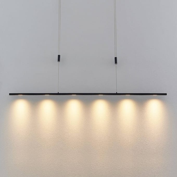 Lucande LED hanglamp Stakato, 140 cm, 6-lamps, dimbaar