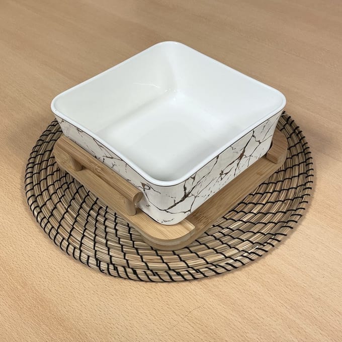 Porselein serveer schaal wit / zilver