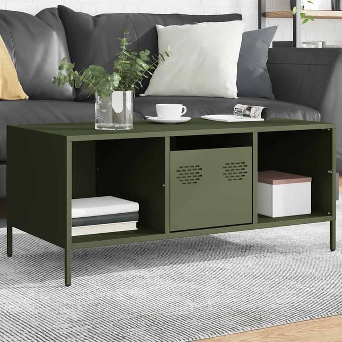 vidaXL - Salontafel - 101,5x50x43,5 - cm - koudgewalst - staal - olijfgroen