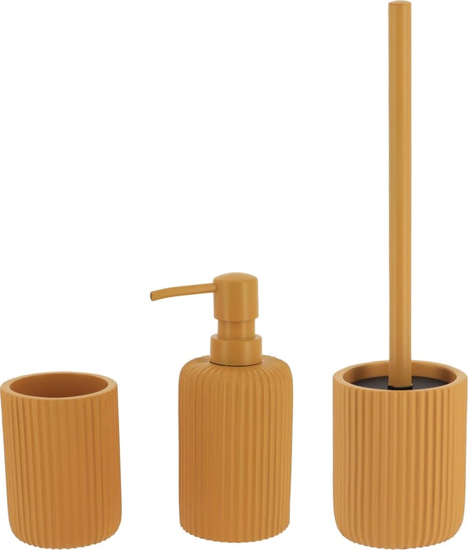 Tendance Badkamer accessoires set 2-delig - Polyresin - oranje - geribbeld - luxe set