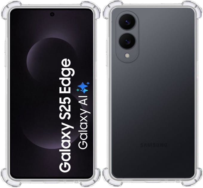 TechNow Hoesje geschikt voor Samsung Galaxy S25 Edge Hoesje Screenprotector - Extreme Shock Case – Case Transparant