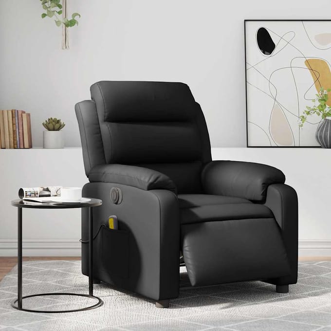 vidaXL - Massagestoel - verstelbaar - elektrisch - kunstleer - zwart