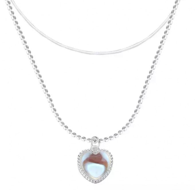Ketting-Hart-Multi kleur-Zilverplating-2Layer - Charme Bijoux