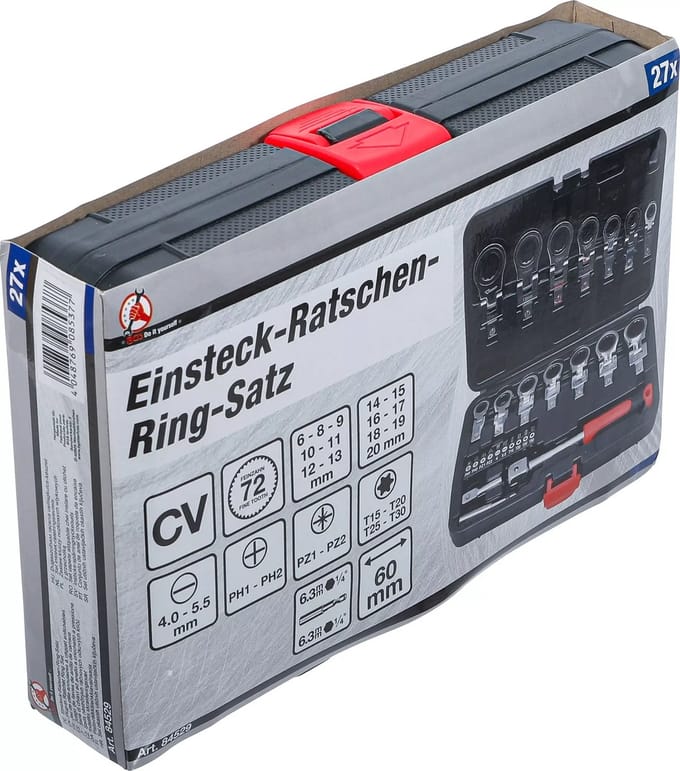 BGS Set insteek-ratelringsleutels en bitset - 6 - 20 mm - 27 delig