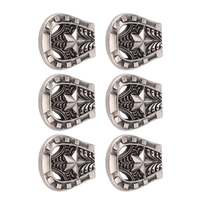 6 Set Schroefklinknagel voor Leer Legering 25x27mm Oud Zilver Hoefijzervorm met 4.5mm PH Schroeven gray