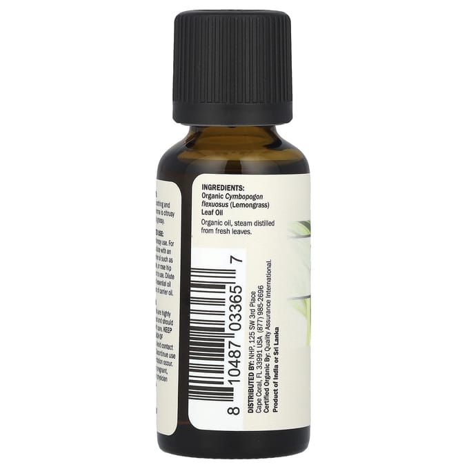 Dr. Mercola, huile essentielle biologique, citronnelle, 1 fl oz (30 ml)