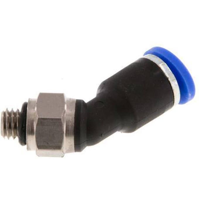 4mm x M 5 45 graden L-verbinding Messing/PA 66 Insteekfitting Buitendraad NBR [2 Stuks]