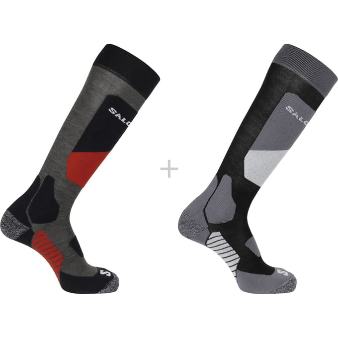 Salomon S/Access, skisokken, 2-pack, zwart/donkergrijs