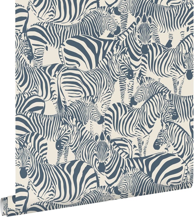 ESTAhome behang zebra's donkerblauw - 50 x 900 cm - 132213