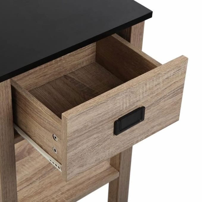 Badkamerkast Quino - 2 planken en lades van MDF Hout - Bruin - Versa