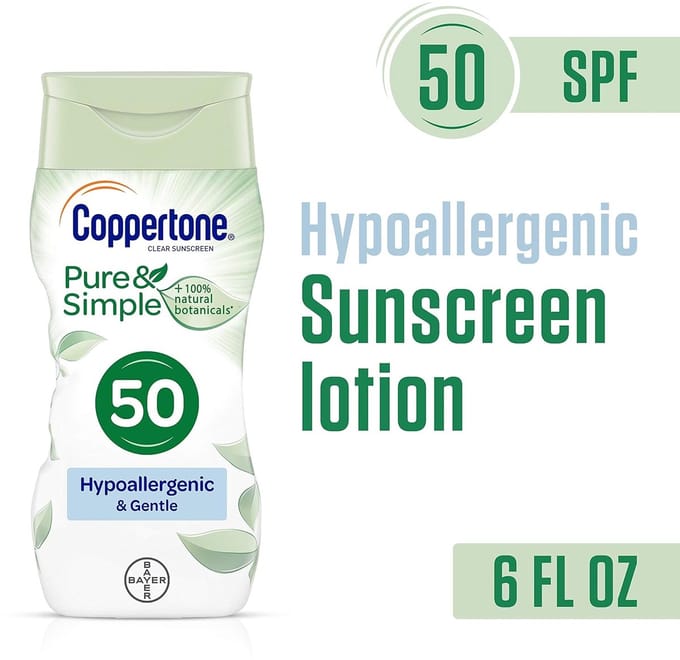 Coppertone - Pure & Simple Zonnebrand SPF 50 – Met Zinc Oxide - 177 ml