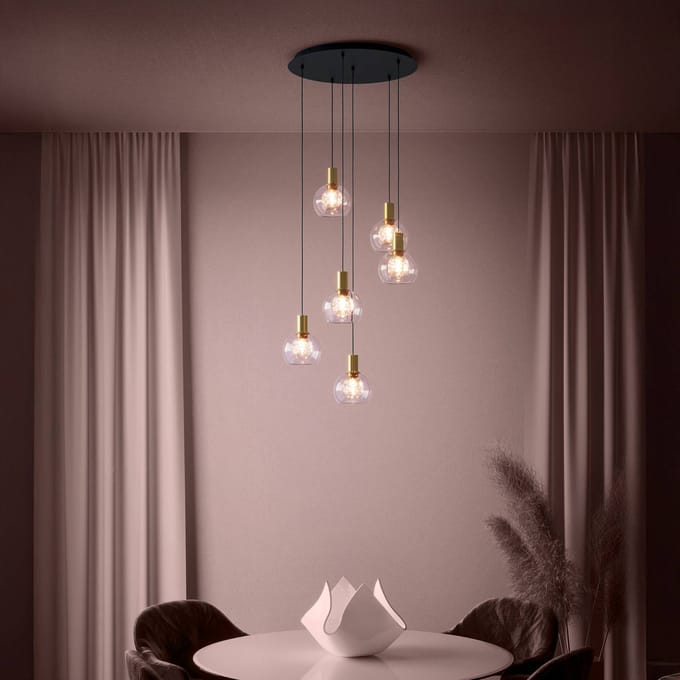 Stars of Light LED hanglamp Terque, messing, Ø 54 cm, 6-lamps