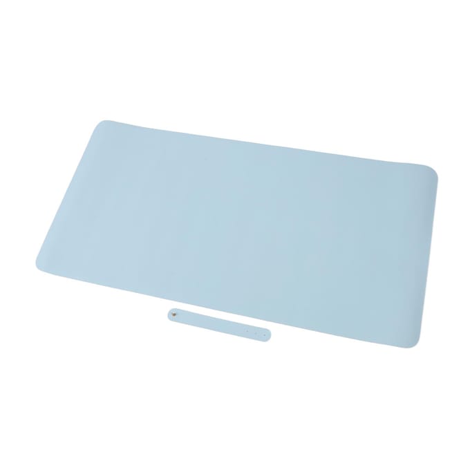 Tapis de Bureau en Cuir Simple Face 90x45cm Bleu Clair PU Épaissi Tapis de Coiffeuse pour Table de Nail Art Maison white