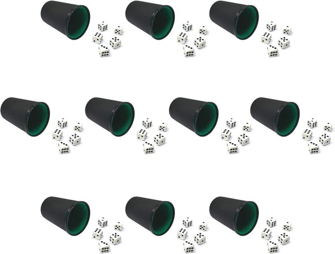 Set van 10 dobbelstenen breekers zwart met elk 5 dobbelstenen