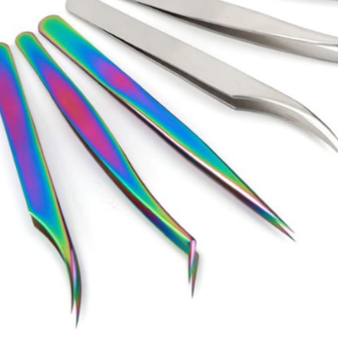 Pince à Extension de Cils Pointe Courbée Fermeture Étroite Alliage Outil Applicateur de Faux Cils blue