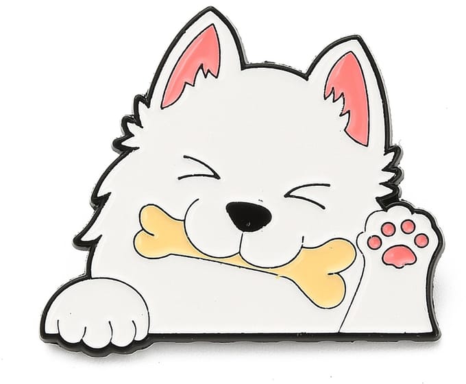 Pin hond, witte herder, huisdier, enamel pin, broche, kledingspeld