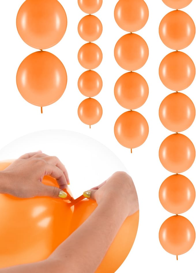 PARTYDECO - 20 Oranje koppelbare ballonnen 28 cm
