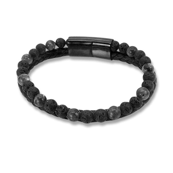 Amanto Armband Dogus A - Leer - Agaat - Lava - 6mm - 21cm
