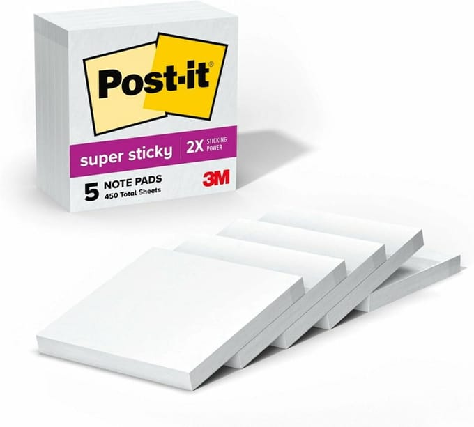 Post-it Super Sticky Notes 7,6 x 7,6 cm 5 pads wit